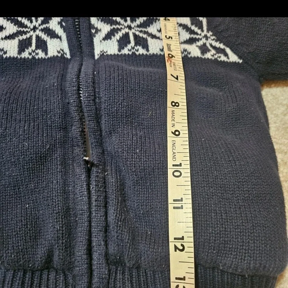 Vintage Absorba Navy Snowflake Sweater Zipper Hooded Kids 2T